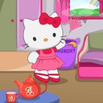 juego de limpiar la casa de Hello Kitty